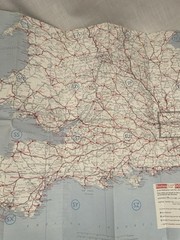 Vintage AA Service Map Through Routes To And From Dover And Newhaven Ports