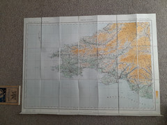 ORDNANCE SURVEY 1/4 INCH DISSECTED CLOTH MAPS COMPLETE SET OF 12 IN LEATHER CASE