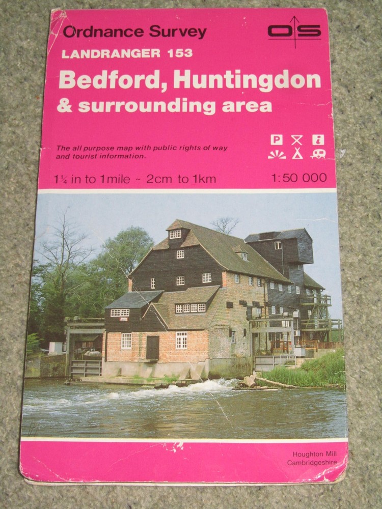 OS Ordnance Survey Landranger Map Sheet 153 Bedford & Huntingdon area- 1988