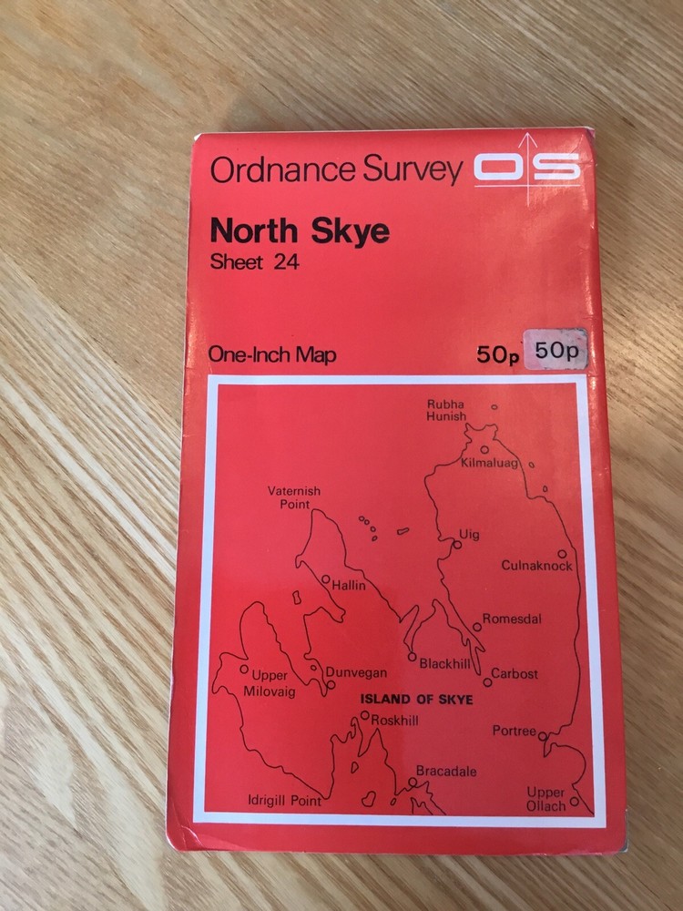 1972 Ordnance Survey One Inch Map 24 North Skye (incl Portree , Uig & Culnaknock