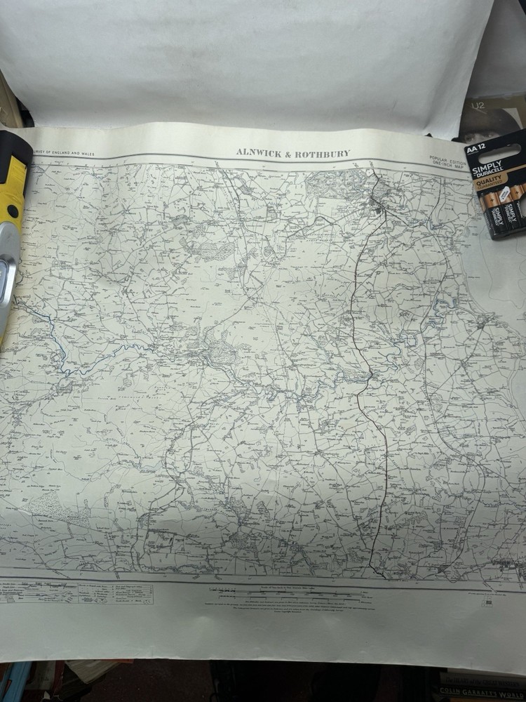 Ordnance Survey Popular Edition One Inch Map Alnwick Rothbury Northumberland OS