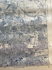 Vintage 1957 OS Large Scale National Grid Map Of Plymouth & Devonport