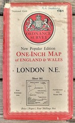 Ordnance Survey One-Inch Map 161 LONDON N E New Popular 6th Edition 1940