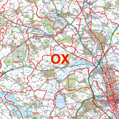 (G18) Map of Oxford OX Postcode Sectors, Poster of Oxford Postcodes