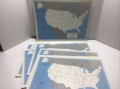 45 X USA Desk Maps 26 Nystrom 2-Sided Markable Maps 17×22 & 12 Bonus Maps & Box