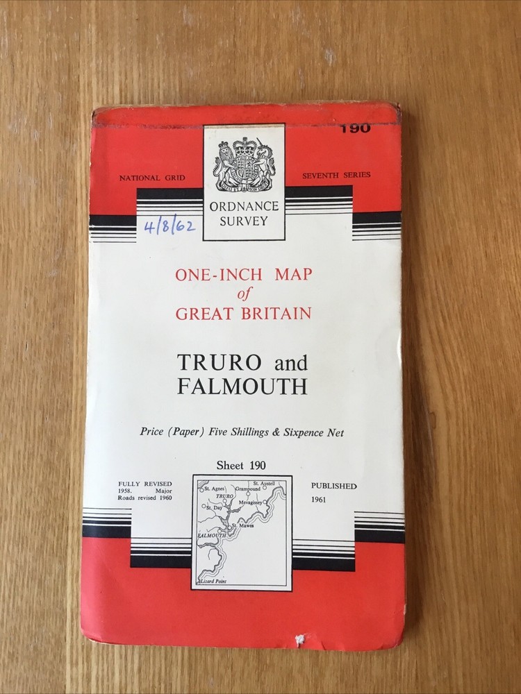 1961 Ordnance Survey One Inch Seventh Series Map 190 Truro And Falmouth