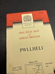 Vintage Ordnance Survey Map 7th series One Inch Cloth Mounted Pwllheli 1964