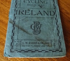 Bacon’s Motoring & Cycling Road Map IRELAND Colour Cloth Fold Out Early 1900’s