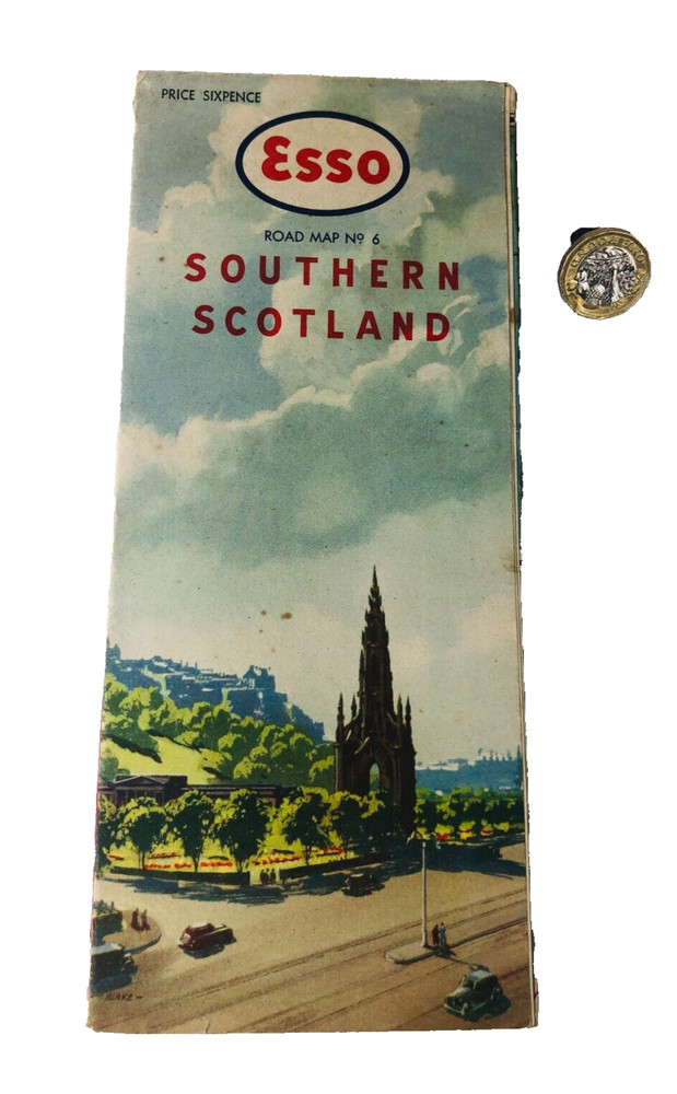 Road Map Southern Scotland Esso Tourist Collectable Vintage ra