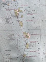 Vintage Eastern Caribbean Yachting Charts With Annotations Of A Voyage