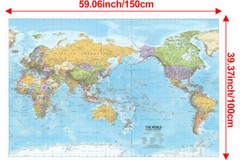 MAP OF THE WORLD POLITICAL MAP POSTER GINANT SIEZE 150 X 100 CM WALL DECOR