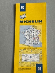 Michelin Map, No 60, of Le Mans-Paris, France, 1970’s