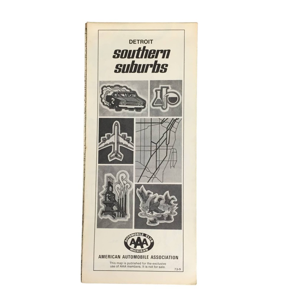 Vintage 1973-74 AAA Detroit MI Southern Suburbs Travel Road Map