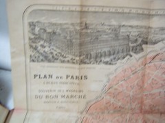 Plan de Paris Souvenir Du Bon Marche Map of Paris Fold Out Hardbound