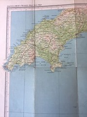 1955 Bartholomew Revised Half Inch Cloth Map 22 Mid Wales (incl Dolgelley )