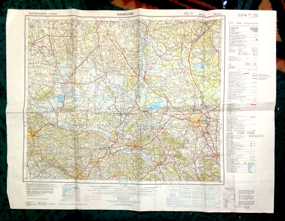 HANNOVER Germany Sheet Map NM 32 2 ~ 1963