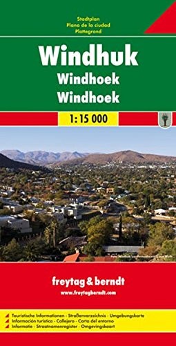 WINDHOEK CITY MAP FB 1:15K (ENGLISH, FRENCH AND GERMAN By Freytag & Berndt *NEW*