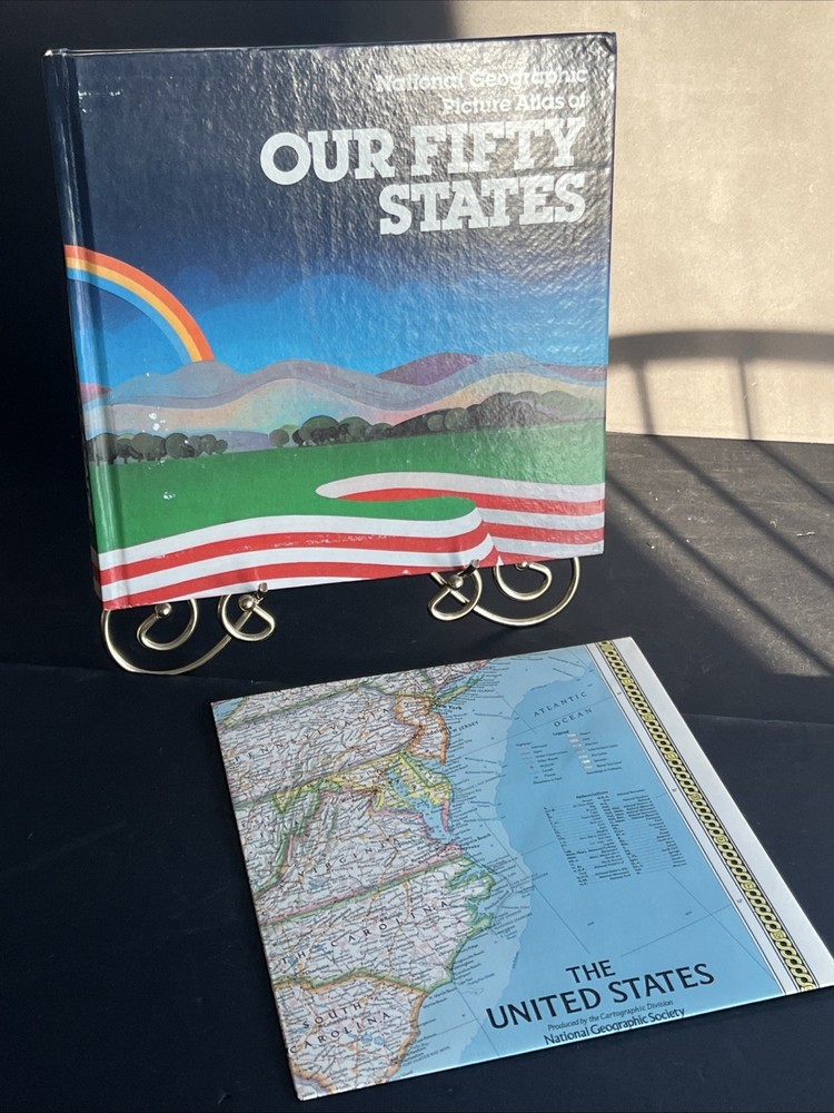 National Geographic Picture Atlas of Fifty States US 1978 Original Large Map