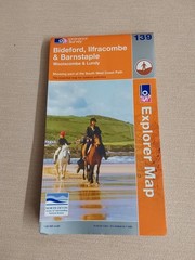 5 Ordnance Survey Maps Barnstaple, Ilfracombe, Exmoor, Bideford, Lundy Island