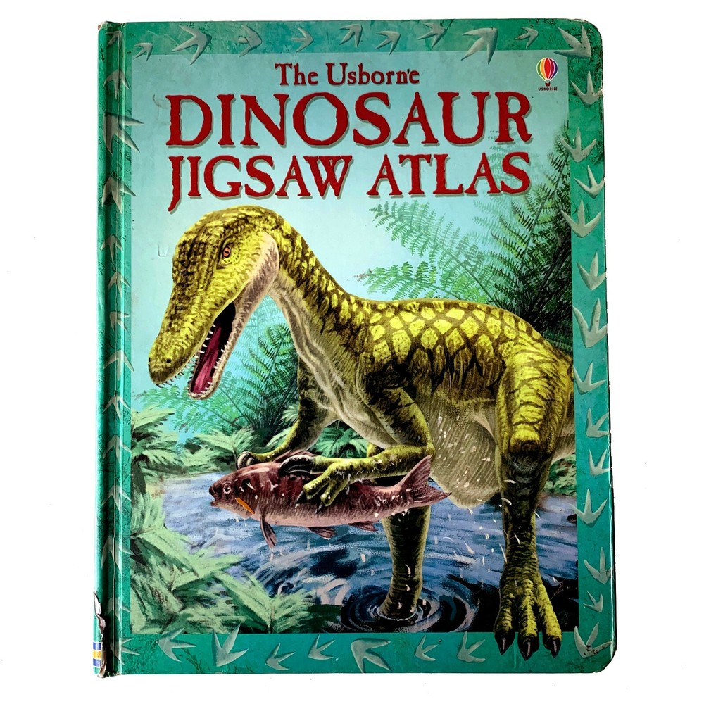 Usborne Dinosaur Jigsaw Puzzle Book Atlas Continents with Discovered Dinosaurs