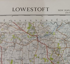 Ordnance Survey Map – Lowestoft. (1946). 1 Inch = 1 Mile. 73cm x 90cm. VGC