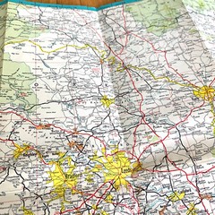 1965 Large ESSO Road Map of Northern England Historic Map incl Newcastle, York