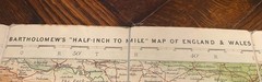 Vintage John Bartholomew Tourist & Cycling Cloth MAP UK Wales Harrogate Dales