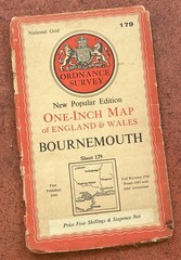 OS Ordnance Survey One Inch Map, BOURNEMOUTH, Sheet 179, 1940