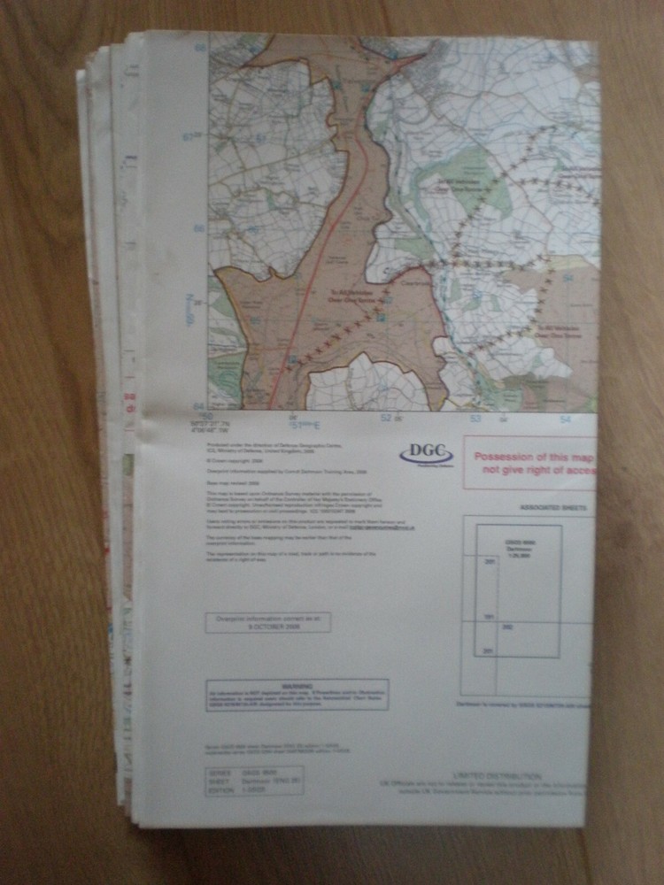 8X DARTMOOR, 2008 GSGS 6500 1-GSGS MOD ENG 25 EXPLORER OS ORDNANCE SURVEY MAPS