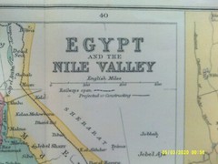 Antique Map. EGYPT and the NILE VALLEY. Bartholomew. c1909. VG.