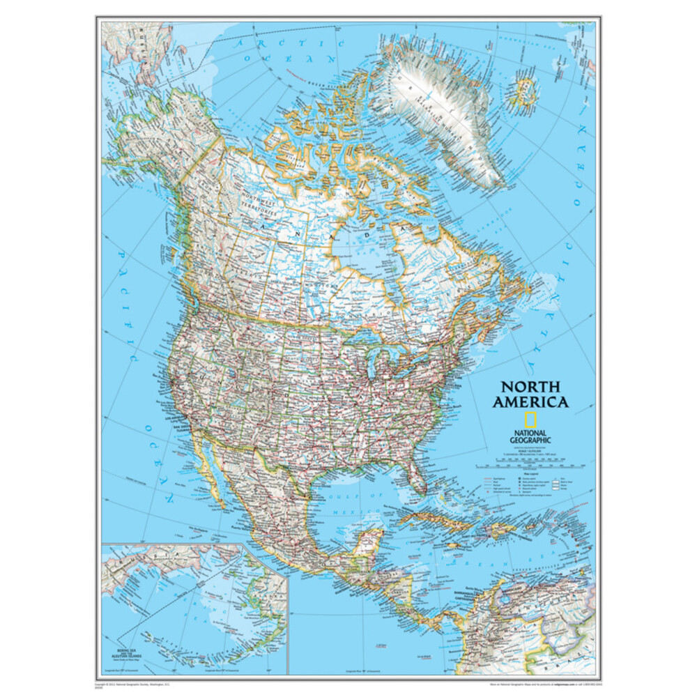 National Geographic NGMRE00620148 North America Wall Map 24″ Width 30″