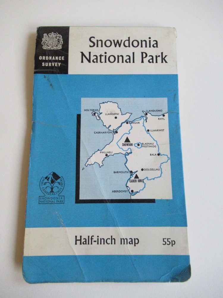 Ordnance Survey Vintage Tourist Snowdon National Park Half Inch Map