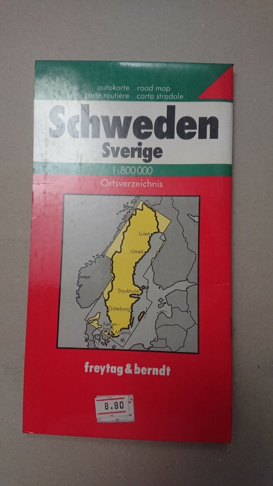 CARTINA STRADALE 1:800.000 SWEDEN SVEZIA FREYTAG & BERNDT