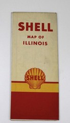 SHELL Road Map of ILLINOIS 1951 Springfield Rockford Peoria St Louis USA Chicago