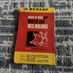 Dunlop, width of road map Wales and West Midlands, 5 miles to 1 inch, vintage