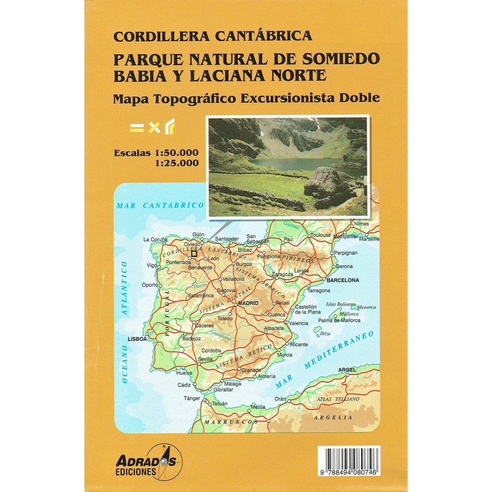 Spain Cordillera Cantabrica: Somiedo Natural Park Hiking, walking, cycling Map
