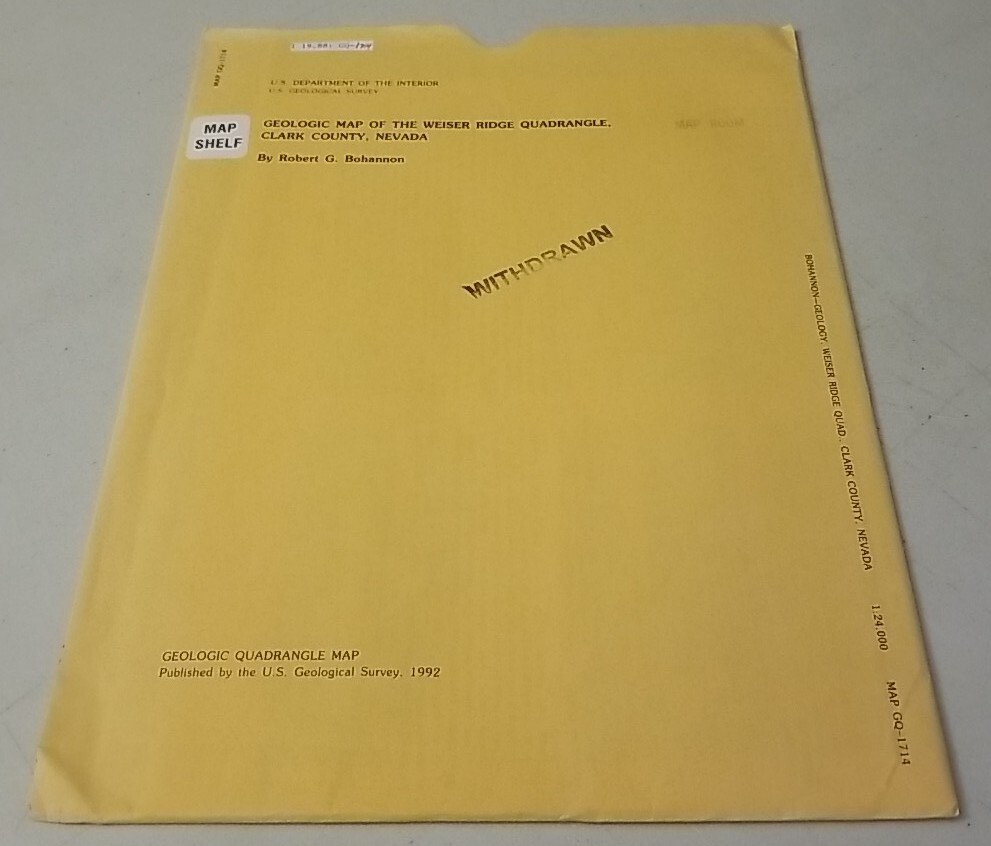 USGS Geologic Map of the Weiser Ridge Quadrangle, Clark County, Nevada w/Sleeve