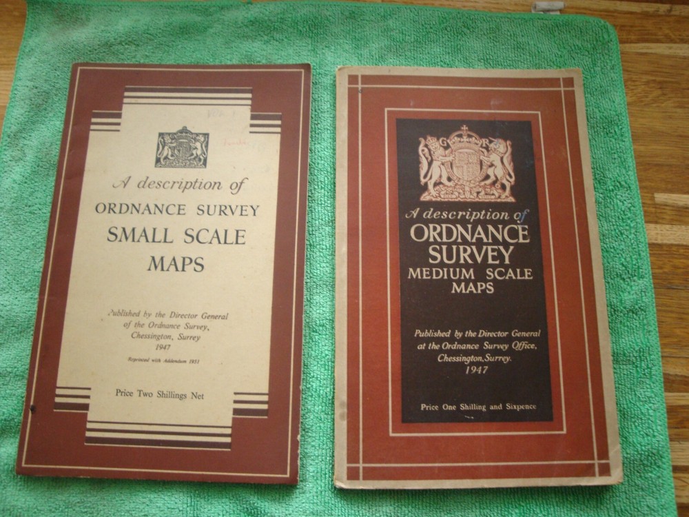 *2 x Ordinance Survey A Description of Scale Maps 1947,small and medium scale