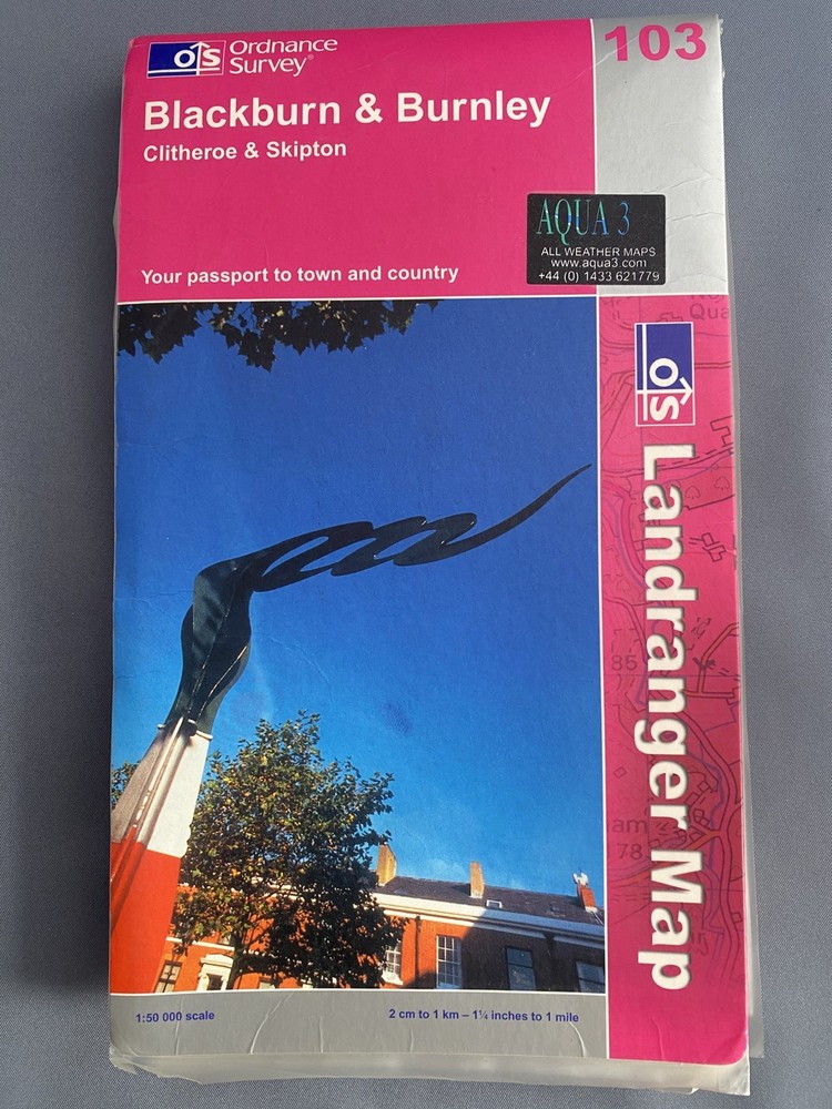 Ordnance Survey. Blackburn & Burnley Map103. Laminated Landranger. 1:50 000.