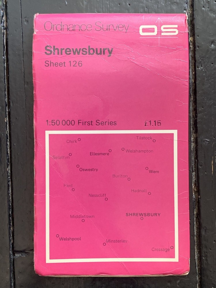 OS Ordnance Survey Landranger Map Sheet 126 – SHREWSBURY – 1974