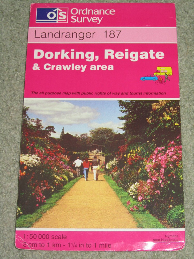 OS Ordnance Survey Landranger Map Sheet 187 Dorking, Reigate & Crawley area 1995