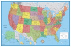 24×36 United States Premier Blue Oceans 3D Wall Map Poster, Laminated Edition