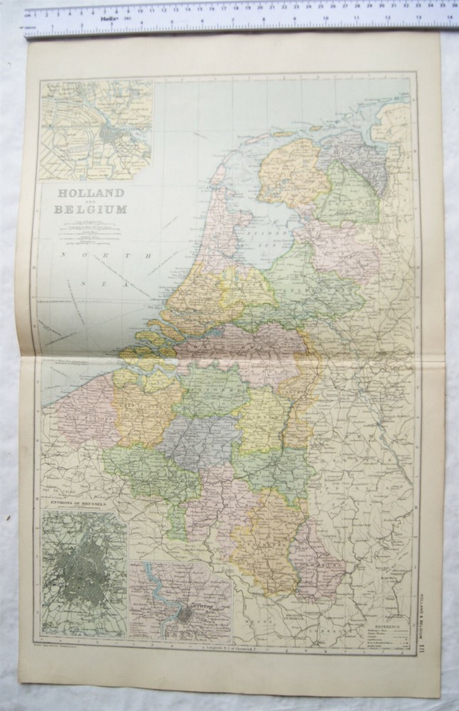 Vintage: Bacons engraved map Sheet 18 Holland & Belgium