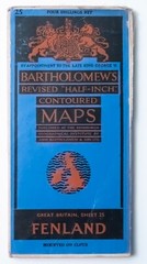 Bartholomews Half Inch Contoured Map Sheet 25 Fenland 1947 Cartography