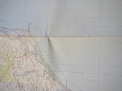 Vtg Ordnance Survey map Cloth Sheet 150 Ipswich Clacton Suffolk 1″=1 mile 1956