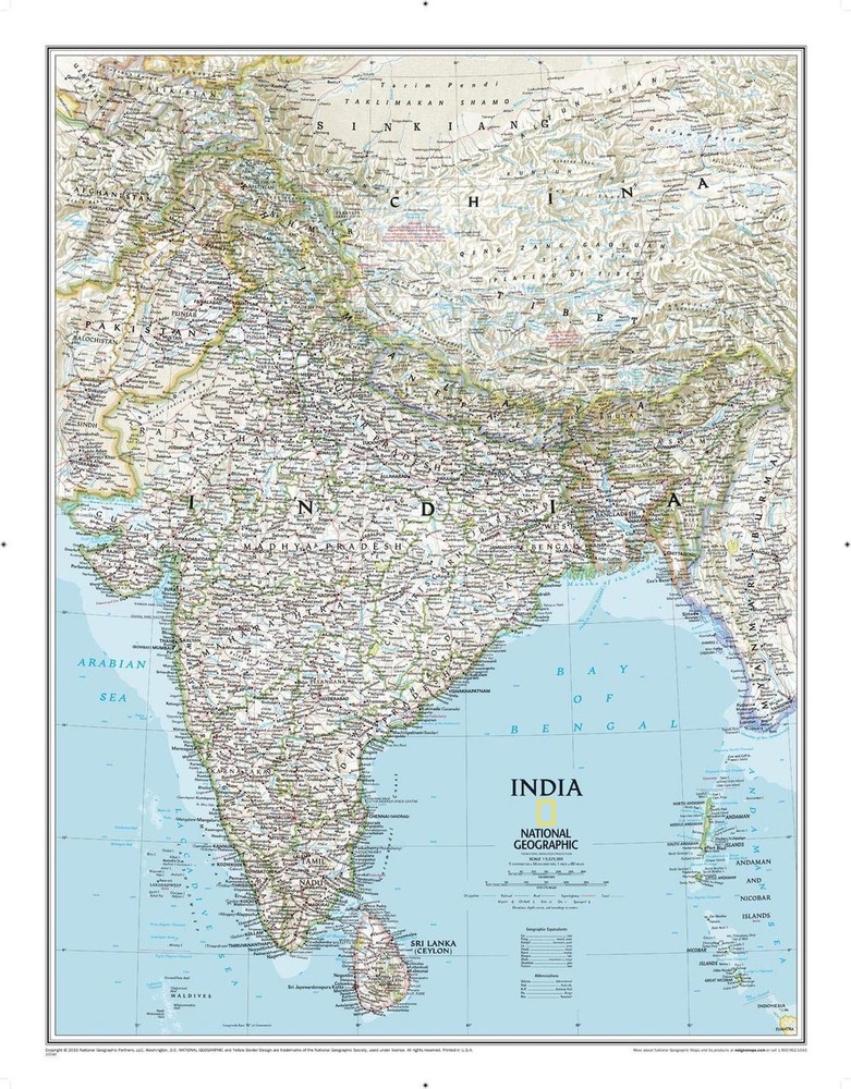 National Geographic India Wall Map – Classic – Laminated (23.5 x 30.25 in) (N…