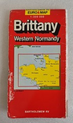 Vintage Bartholomew Euro Paper Map of Brittany + West Normandy