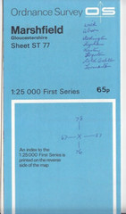Ordnance Survey (OS) 1:25,000 First Series Map Sheet ST 77 Marshfield Gloucester