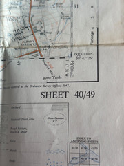 Vintage, 1:25,000 ordnance survey map, Sheet 40/49, Cowes, 1940’s