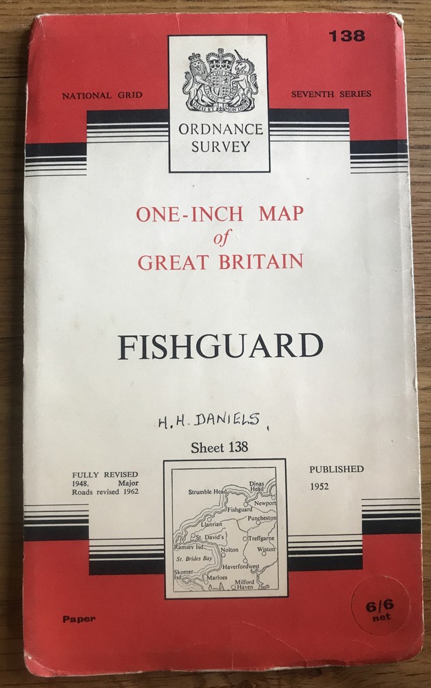 Vintage Ordnance Survey One-Inch Map Sheet 138 Fishguard (1962) National Grid